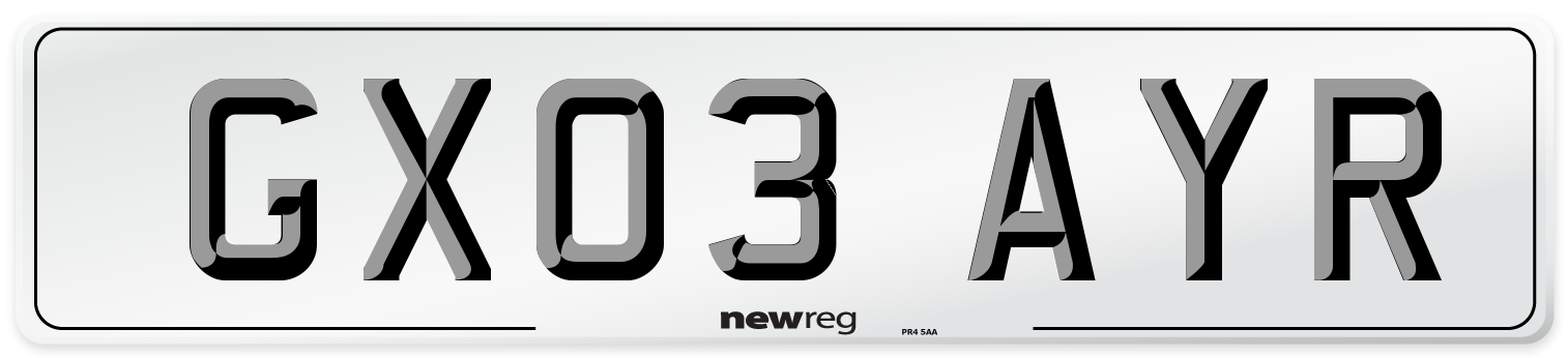 GX03 AYR Number Plate from New Reg